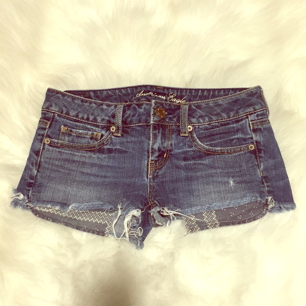 American Eagle Jean Shorts w/ Exposed Pockets Sz 0